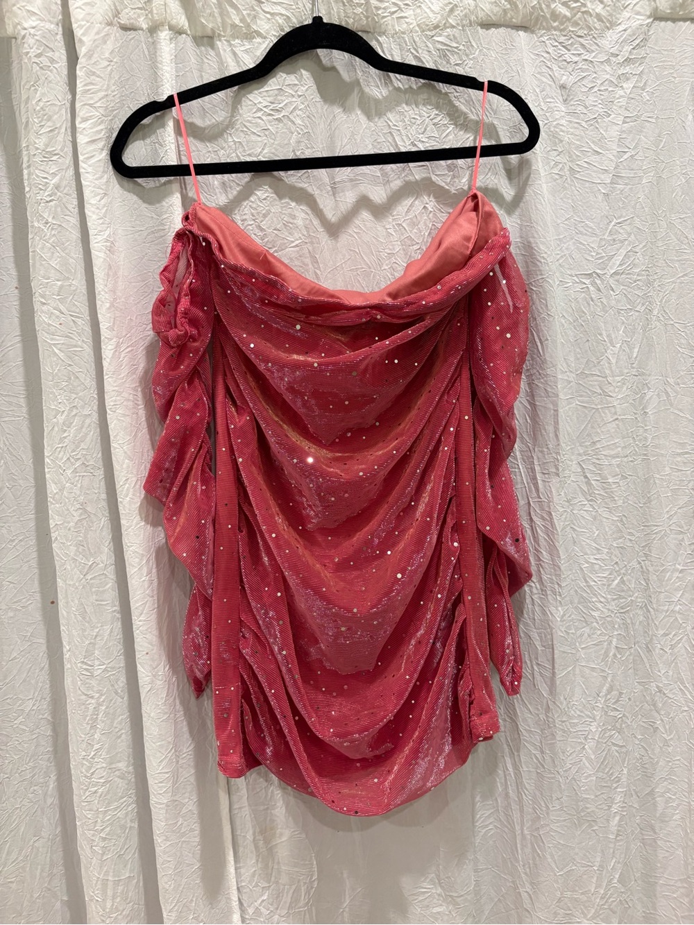 Sparkling Pink Draped Mini Dress